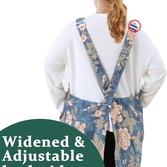 Big Plus Size Aprons for Women with Pockets Cotton Linen Baking Kitchen Cooking - Picture 3 of 6